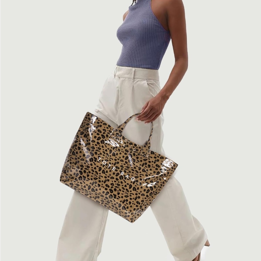 Leopard Print PVC Tote Bag - Picture 2 of 6